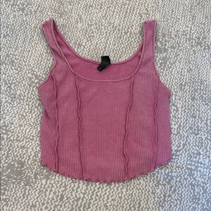 Women's Pink Ribbed Corset Tank Top